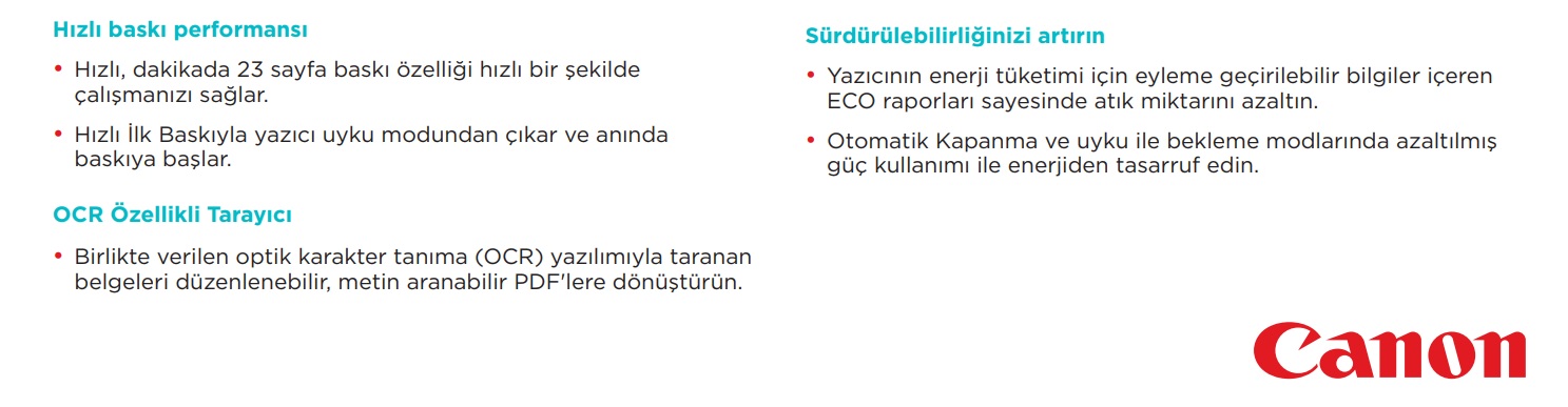 Canon i-Sensys MF231 Çok Fonksiyonlu Yazıcı